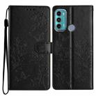 For Motorola Moto G40 Fusion Butterflies and Flowers Leather Phone Case(Black) - 1