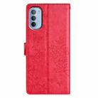 For Motorola Moto G62 5G Butterflies and Flowers Leather Phone Case(Red) - 3