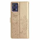 For Motorola Moto G73 Butterflies and Flowers Leather Phone Case(Gold) - 3