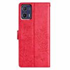 For Motorola Moto G73 Butterflies and Flowers Leather Phone Case(Red) - 3