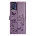 For Motorola Moto G73 Butterflies and Flowers Leather Phone Case(Purple) - 3