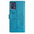 For Motorola Moto G73 Butterflies and Flowers Leather Phone Case(Blue) - 3