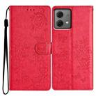 For Motorola Moto G84 5G Butterflies and Flowers Leather Phone Case(Red) - 1