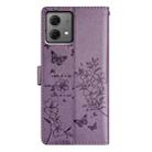 For Motorola Moto G84 5G Butterflies and Flowers Leather Phone Case(Purple) - 3