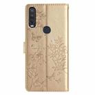 For Motorola One Action Butterflies and Flowers Leather Phone Case(Gold) - 3