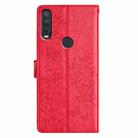 For Motorola One Action Butterflies and Flowers Leather Phone Case(Red) - 3