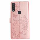 For Motorola One Action Butterflies and Flowers Leather Phone Case(Rose Gold) - 3