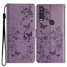 For Motorola One Action Butterflies and Flowers Leather Phone Case(Purple) - 1