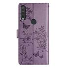 For Motorola One Action Butterflies and Flowers Leather Phone Case(Purple) - 3