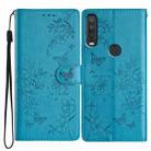 For Motorola One Action Butterflies and Flowers Leather Phone Case(Blue) - 1