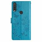 For Motorola One Action Butterflies and Flowers Leather Phone Case(Blue) - 3