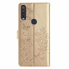 For Motorola P40 Power Butterflies and Flowers Leather Phone Case(Gold) - 3