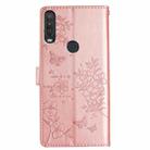 For Motorola P40 Power Butterflies and Flowers Leather Phone Case(Rose Gold) - 3