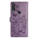 For Motorola P40 Power Butterflies and Flowers Leather Phone Case(Purple) - 3