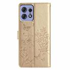 For Motorola Edge 50 Pro Butterflies and Flowers Leather Phone Case(Gold) - 3