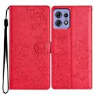 For Motorola Edge 50 Pro Butterflies and Flowers Leather Phone Case(Red) - 1
