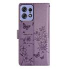 For Motorola Edge 50 Pro Butterflies and Flowers Leather Phone Case(Purple) - 3