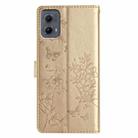 For Motorola Edge 2024 Butterflies and Flowers Leather Phone Case(Gold) - 3