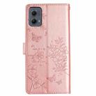 For Motorola Edge 2024 Butterflies and Flowers Leather Phone Case(Rose Gold) - 3