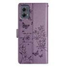 For Motorola Edge 2024 Butterflies and Flowers Leather Phone Case(Purple) - 3