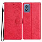 For Motorola Moto G Play 5G 2024 Butterflies and Flowers Leather Phone Case(Red) - 1