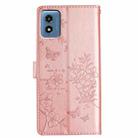 For Motorola Moto G Play 5G 2024 Butterflies and Flowers Leather Phone Case(Rose Gold) - 3