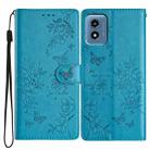 For Motorola Moto G Play 5G 2024 Butterflies and Flowers Leather Phone Case(Blue) - 1