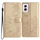 For Motorola Moto G Power 5G Butterflies and Flowers Leather Phone Case(Gold) - 1