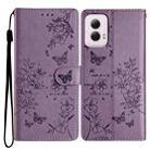 For Motorola Moto G Power 5G Butterflies and Flowers Leather Phone Case(Purple) - 1