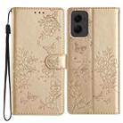 For Motorola Moto G Stylus 5G 2024 Butterflies and Flowers Leather Phone Case(Gold) - 1