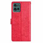 For Motorola Edge 50 5G Butterflies and Flowers Leather Phone Case(Red) - 3