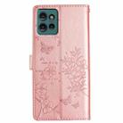 For Motorola Edge 50 5G Butterflies and Flowers Leather Phone Case(Rose Gold) - 3