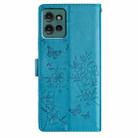 For Motorola Edge 50 5G Butterflies and Flowers Leather Phone Case(Blue) - 3