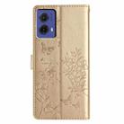 For Motorola Moto G85 Butterflies and Flowers Leather Phone Case(Gold) - 3