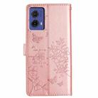 For Motorola Moto G85 Butterflies and Flowers Leather Phone Case(Rose Gold) - 3