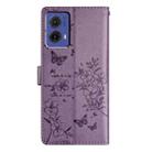 For Motorola Moto G85 Butterflies and Flowers Leather Phone Case(Purple) - 3