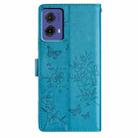 For Motorola Moto G85 Butterflies and Flowers Leather Phone Case(Blue) - 3