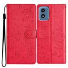 For Motorola Moto G Play 2024 Butterflies and Flowers Leather Phone Case(Red) - 1