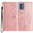 For Motorola Moto G Play 2024 Butterflies and Flowers Leather Phone Case(Rose Gold) - 1