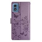 For Motorola Moto G Play 2024 Butterflies and Flowers Leather Phone Case(Purple) - 3