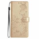 For Motorola Moto G55 Butterflies and Flowers Leather Phone Case(Gold) - 3