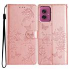 For Motorola Moto G55 Butterflies and Flowers Leather Phone Case(Rose Gold) - 1