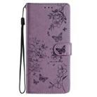 For Motorola Moto G55 Butterflies and Flowers Leather Phone Case(Purple) - 3