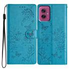 For Motorola Moto G55 Butterflies and Flowers Leather Phone Case(Blue) - 1