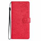 For Motorola Moto G35 Butterflies and Flowers Leather Phone Case(Red) - 3