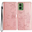 For Motorola Moto G35 Butterflies and Flowers Leather Phone Case(Rose Gold) - 1