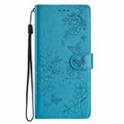 For Motorola Moto G35 Butterflies and Flowers Leather Phone Case(Blue) - 3
