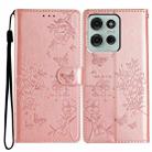 For Motorola Moto G75 5G Butterflies and Flowers Leather Phone Case(Rose Gold) - 1