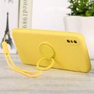 For iPhone X / XS Solid Color Liquid Silicone Shockproof Full Coverage Protective Case with Ring Holder & Lanyard(Yellow) - 1