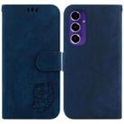 For Samsung Galaxy S24 FE 5G Little Tiger Embossed Leather Phone Case(Dark Blue) - 1